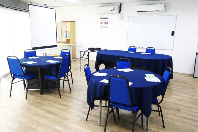 the office round tables with chairs training room rental